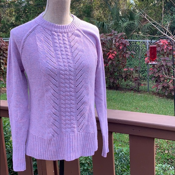 J Crew Pointelle Cable-Knit Wool Sweater - Picture 2 of 16